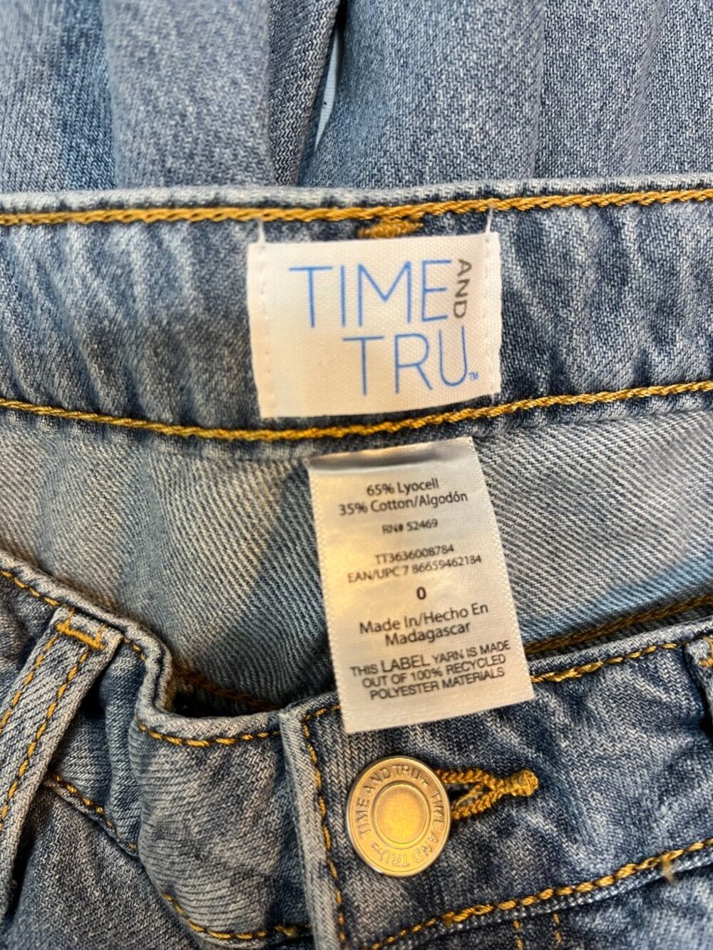 Time and Tru Cargo Jeans Size 0 Medium Wash Wide Leg NWT - Picture 6 of 7